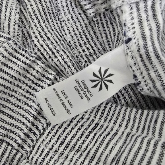 Athleta Linen Striped Wide Leg Pants Womens Size 14 Gray White Drawstring Casual - Picture 5 of 12